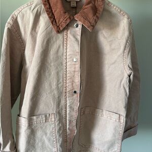 Old Navy light rose Jean Jacket with dark rose Corduroy Collar. Barn jacket.